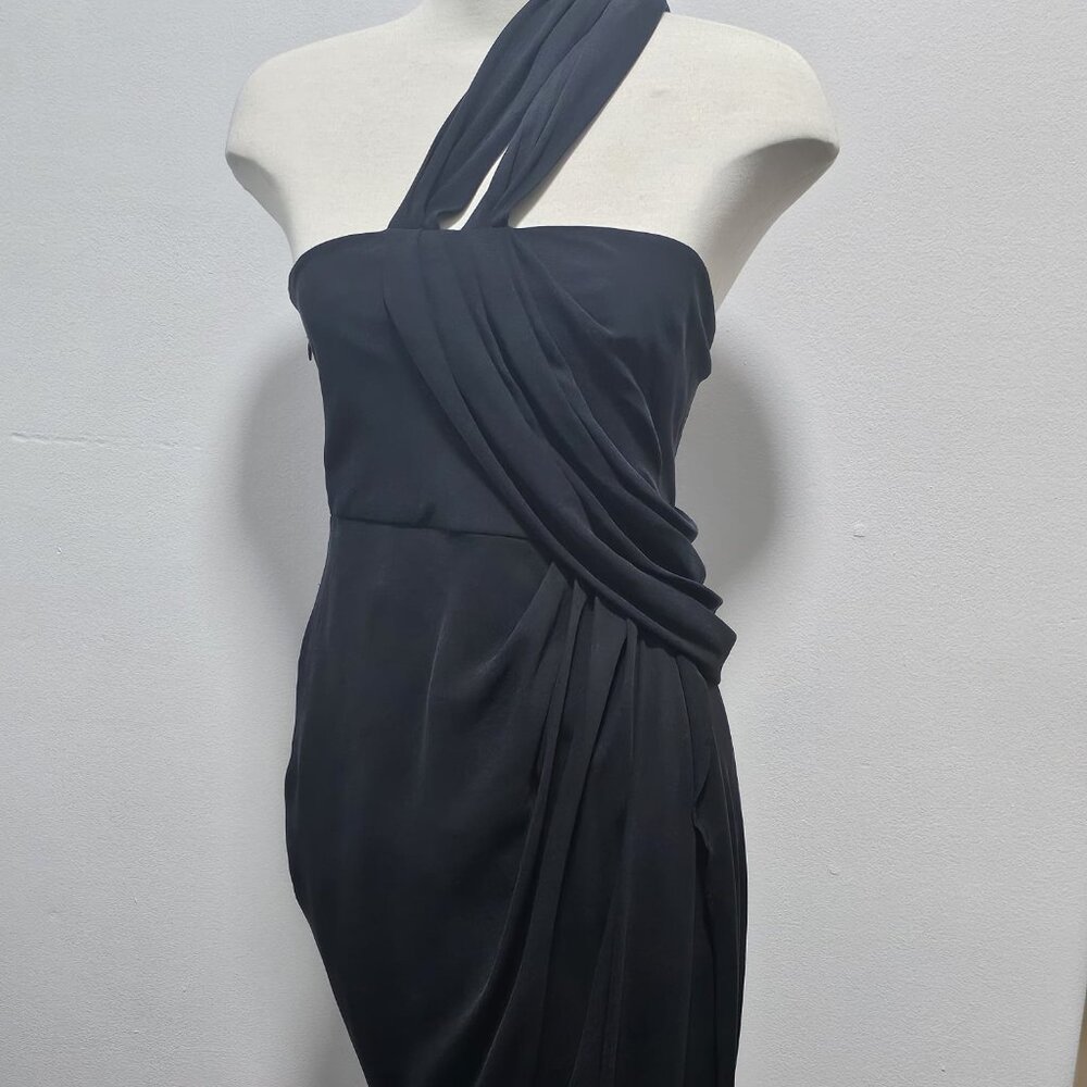 3.1 phillip lim women Black 100% silk draped one shoulder cocktail dress Size 8